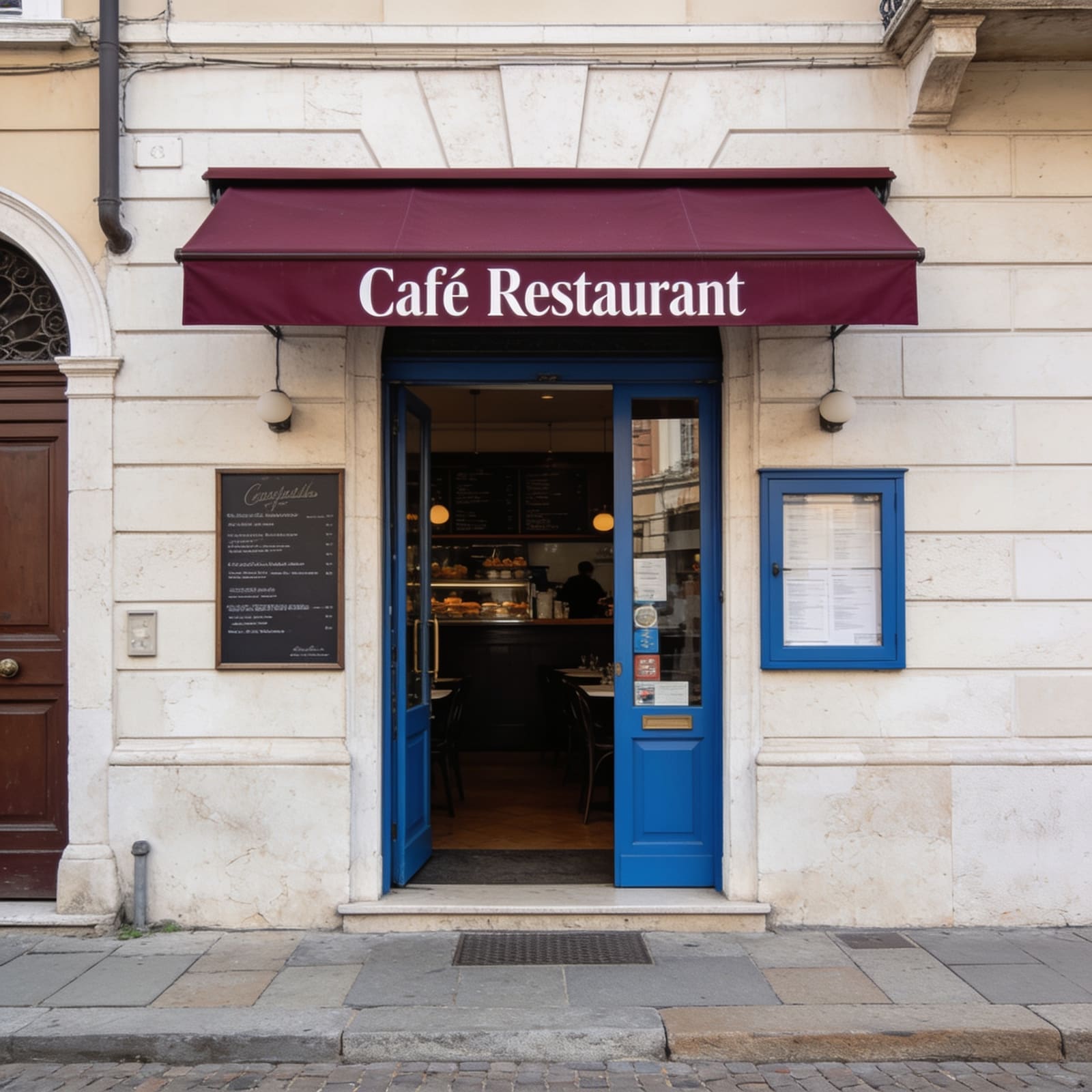 Ingresso di una caffetteria e ristorante indipendente a Padova